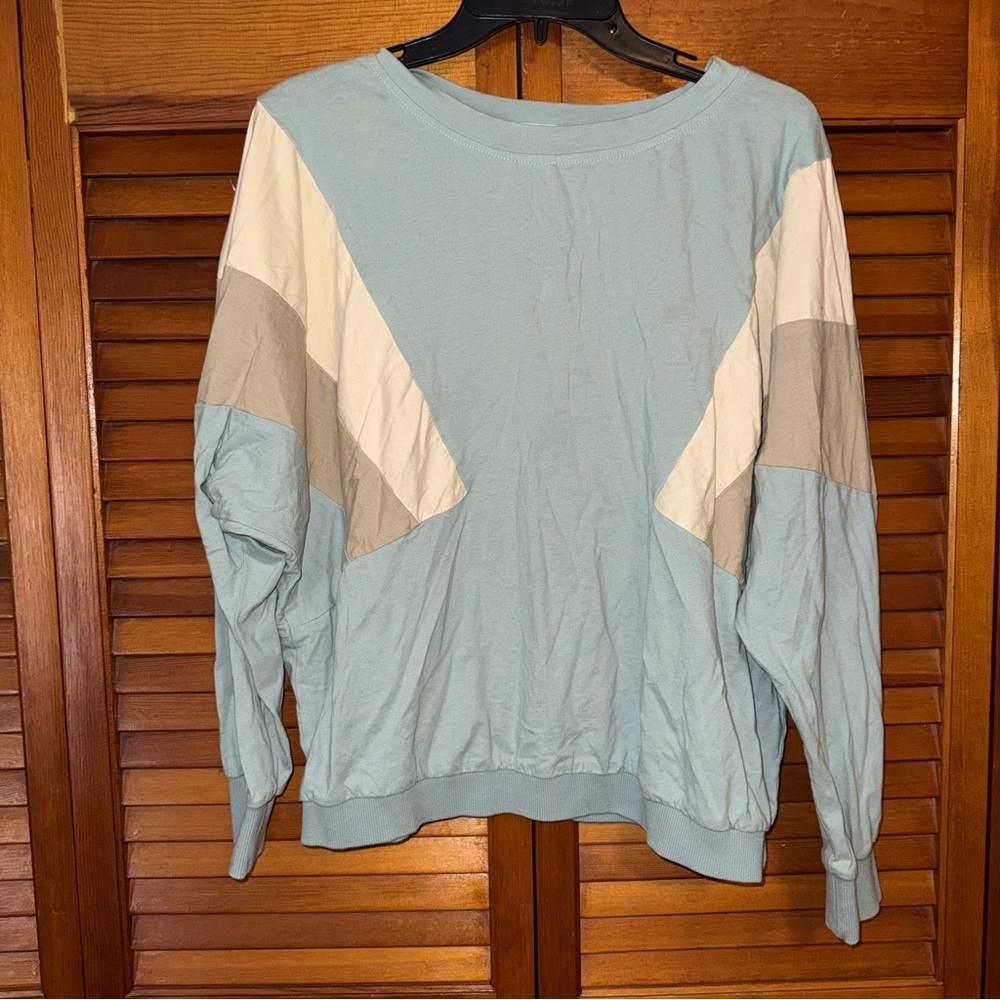 Easel Blue and Cream Geometric Sweatshirt